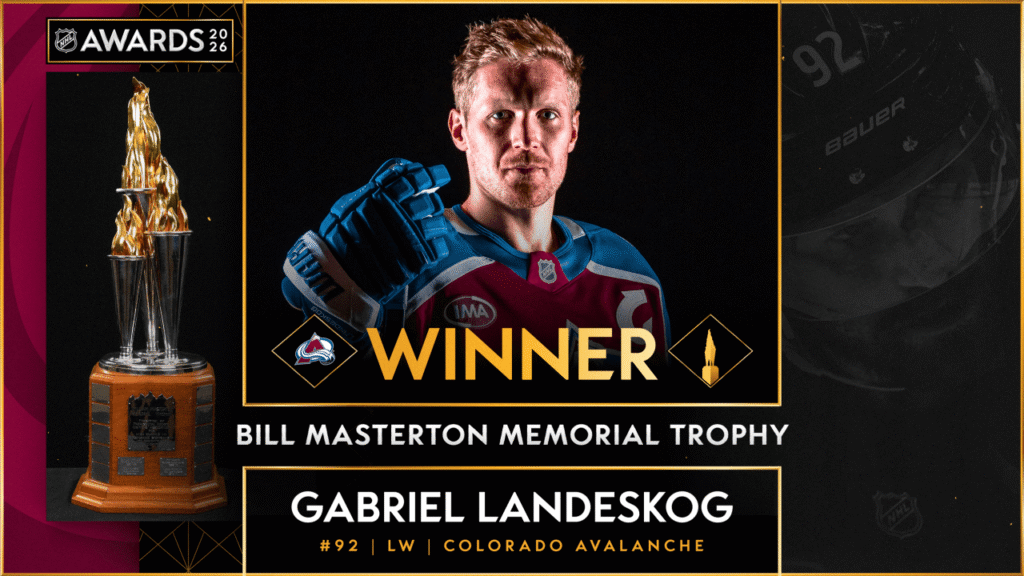 Landeskog of Avalanche surprised with Masterton Trophy by family 